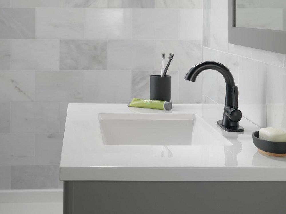 Delta Faucet Matte Black Single Handle Monoblock Bathroom Sink Faucet 