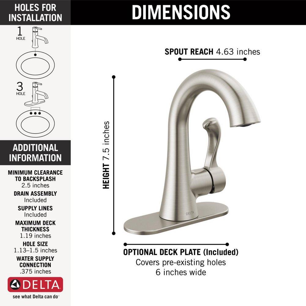Delta Faucet SpotShield Brushed Nickel Single Handle Monoblock Bathroom Sink Faucet 