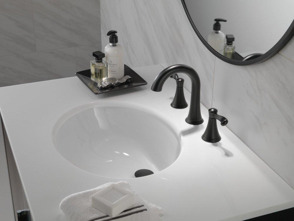 Delta Faucet Matte Black Two Handle Widespread Bathroom Sink Faucet 