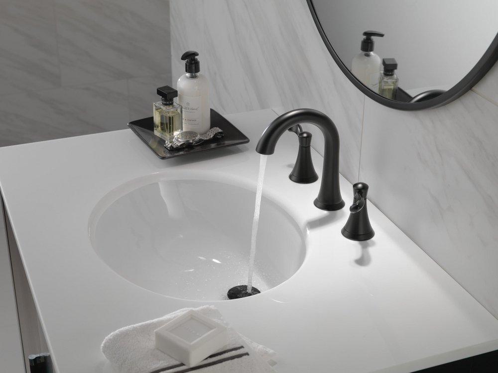 Delta Faucet Matte Black Two Handle Widespread Bathroom Sink Faucet 
