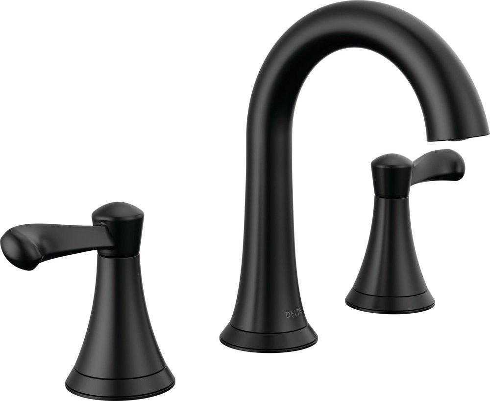 Delta Faucet Matte Black Two Handle Widespread Bathroom Sink Faucet 