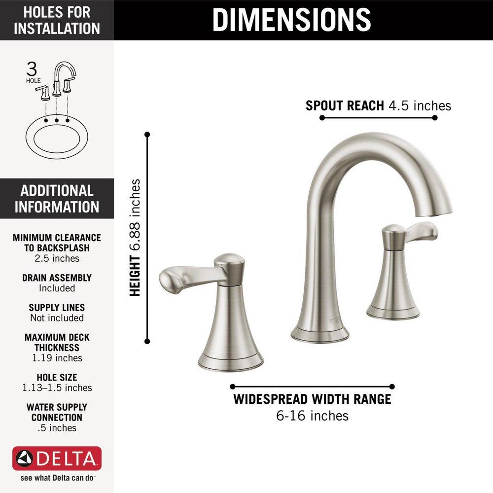 Two Handle Widespread Bathroom Sink Faucet in SpotShield&reg; Brushed Nickel 