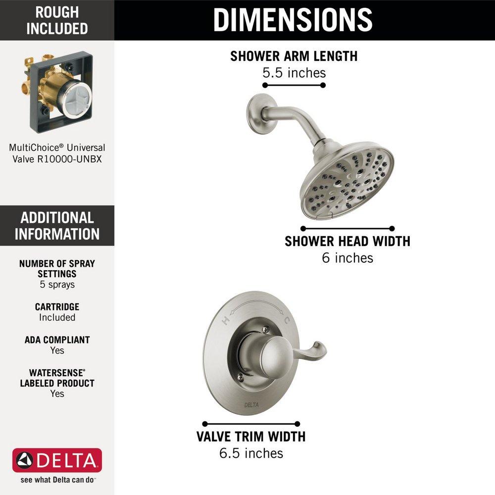 Delta Faucet SpotShield Stainless Single Handle Multi Function Shower Faucet 