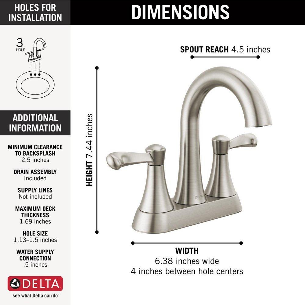 Delta Faucet SpotShield Brushed Nickel Two Handle Centerset Bathroom Sink Faucet 