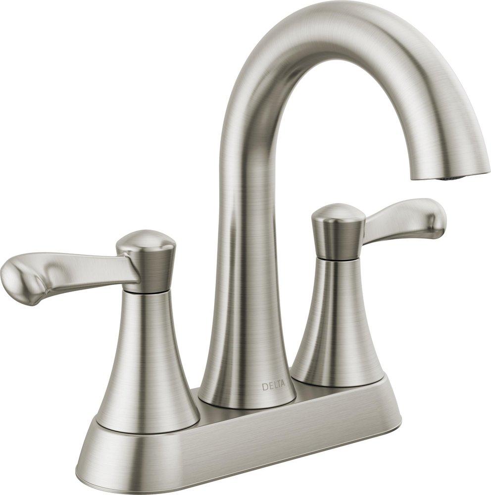 Delta Faucet SpotShield&reg; Brushed Nickel Two Handle Centerset Bathroom Sink Faucet 