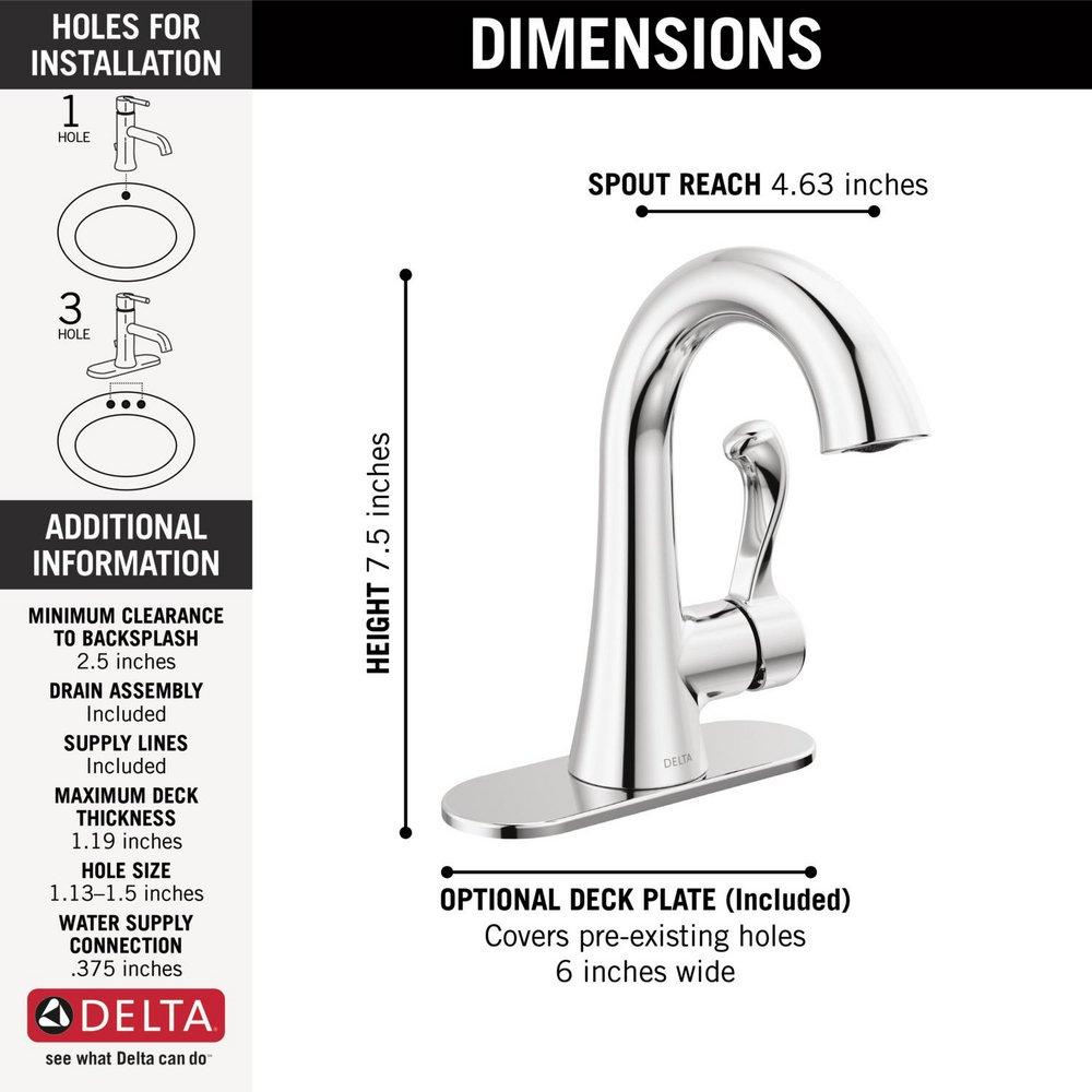 DELTA ESATO: SINGLE-HOLE BATHROOM FAUCET 1L 