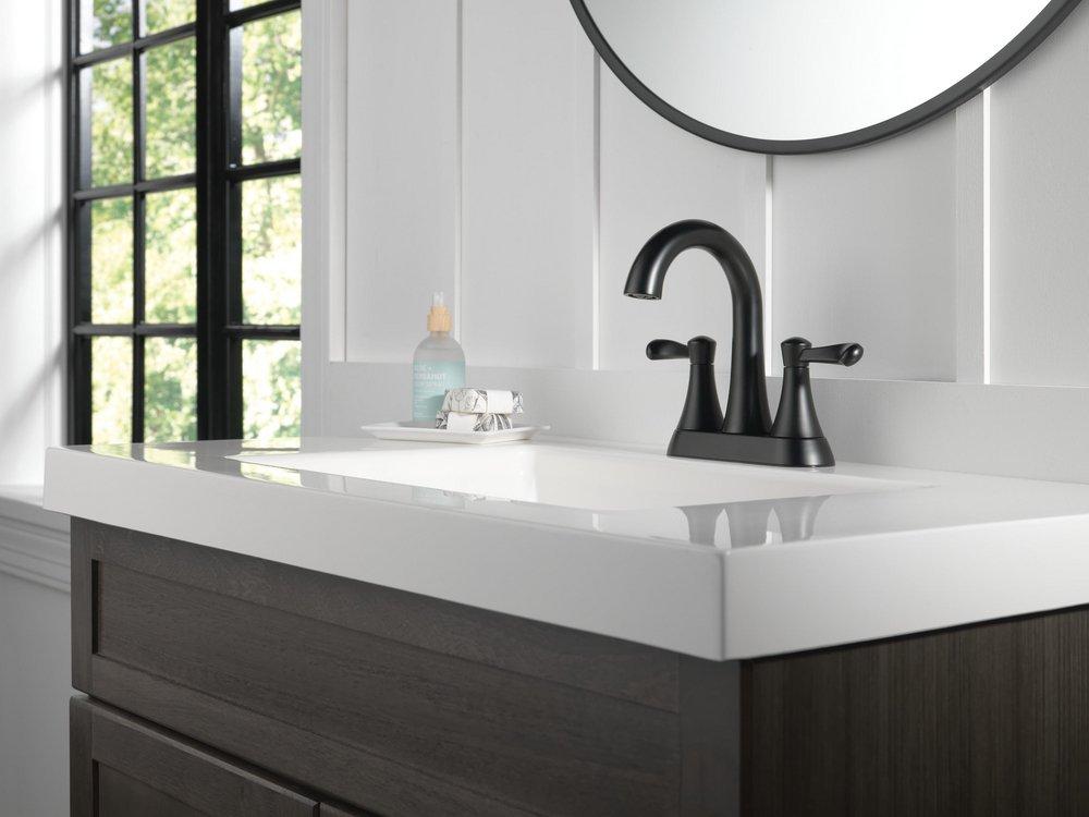 Delta Faucet Matte Black Two Handle Centerset Bathroom Sink Faucet 