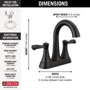 Delta Faucet Matte Black Two Handle Centerset Bathroom Sink Faucet 
