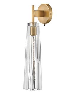 Clear 60W 1-Light 21 in. Wall Sconce in Heritage Brass