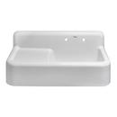 Whitehaus Collection White 41-3/4 x 32 in. 1 Hole Fireclay 2 Bowl Farmhouse Kitchen Sink 