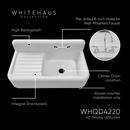 Whitehaus Collection White 41-3/4 x 32 in. 1 Hole Fireclay 2 Bowl Farmhouse Kitchen Sink 