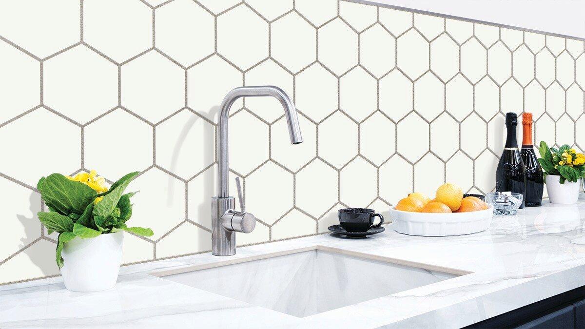 Six3Tile Gloss White 47 x 19 in. Tub & Shower Wall 