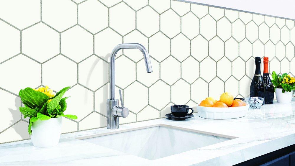 Six3Tile Gloss White 47 x 19 in. Tub & Shower Wall 