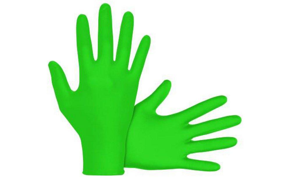 DERMA-VUE POWDER-FREE EXAM GRADE NITRILE GLOVES - MEDIUM - NEON GREEN 100/BX 