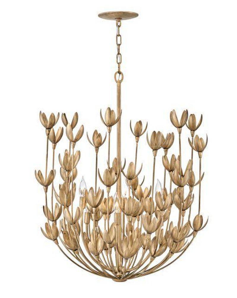 Hinkley Burnished Gold 34-3/10 x 26-3/10 in. 60W 1-Tier 6-Light LED Chandelier 