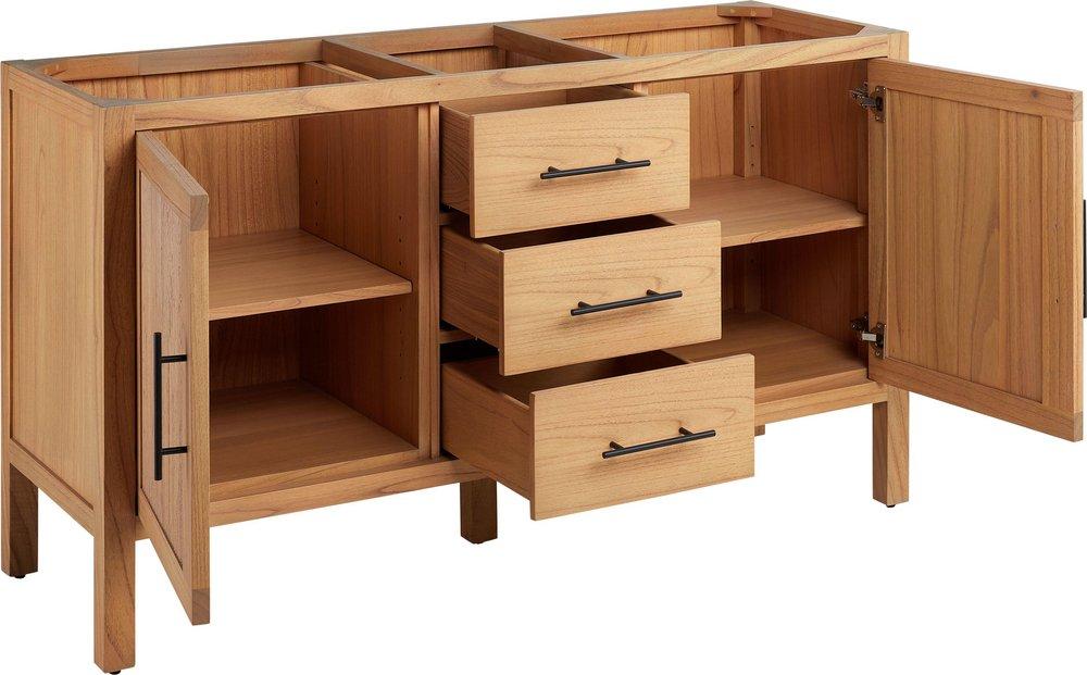 60 MINDI DBL VANITY WITH RECT UNDERMOUNT SINKS NATURAL MINDI FEATHERED WHITE WIDESPREAD 