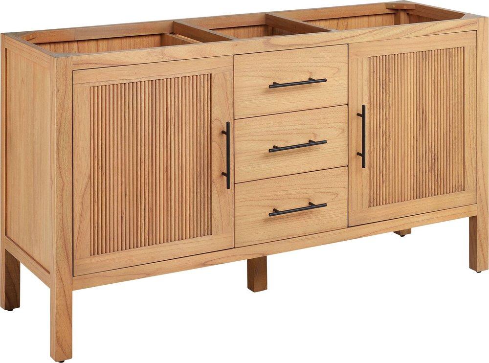 60 MINDI DBL VANITY WITH RECT UNDERMOUNT SINKS NATURAL MINDI FEATHERED WHITE WIDESPREAD 