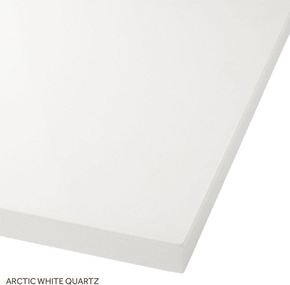 Signature Hardware Natural Mindi Floor Mount Vanity in Natural Mindi with Arctic White Quartz 