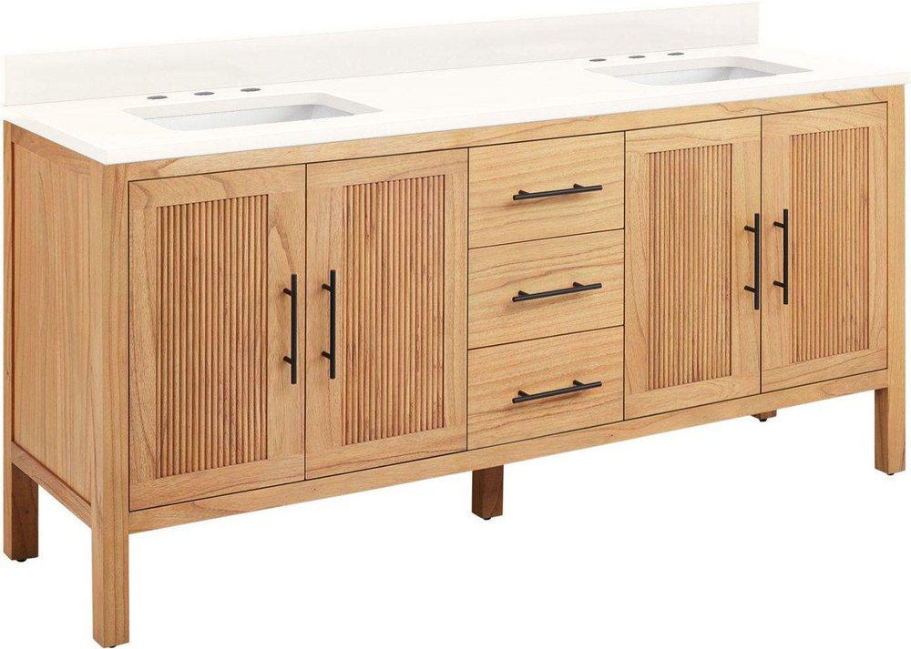 72 MINDI DBL VANITY WITH RECT UNDERMOUNT SINKS NATURAL MINDIARCTIC WHITE QUARTZ WIDESPREAD 