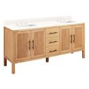 Signature Hardware Natural Mindi Floor Mount Vanity in Natural Mindi with Arctic White Quartz 