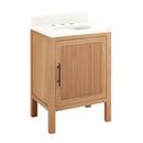 24 in. Floor Mount Vanity in Natural Wood with Arctic White Quartz 