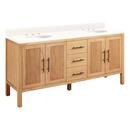 72 in. Floor Mount Vanity in Natural Wood with Arctic White Quartz 