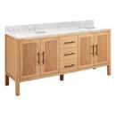Signature Hardware Natural Mindi Floor Mount Vanity in Natural Mindi with Carrara Marble 