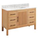 Signature Hardware Natural Mindi Floor Mount Vanity in Natural Mindi with Carrara Marble 