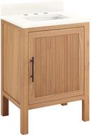 24 in. Floor Mount Vanity in Natural Mindi with Arctic White Quartz