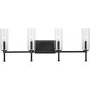 ELARA COLLECTION FOUR-LIGHT NEW TRADITIONAL MATTE BLACK CLEAR GLASS BATH VANITY LIGHT 