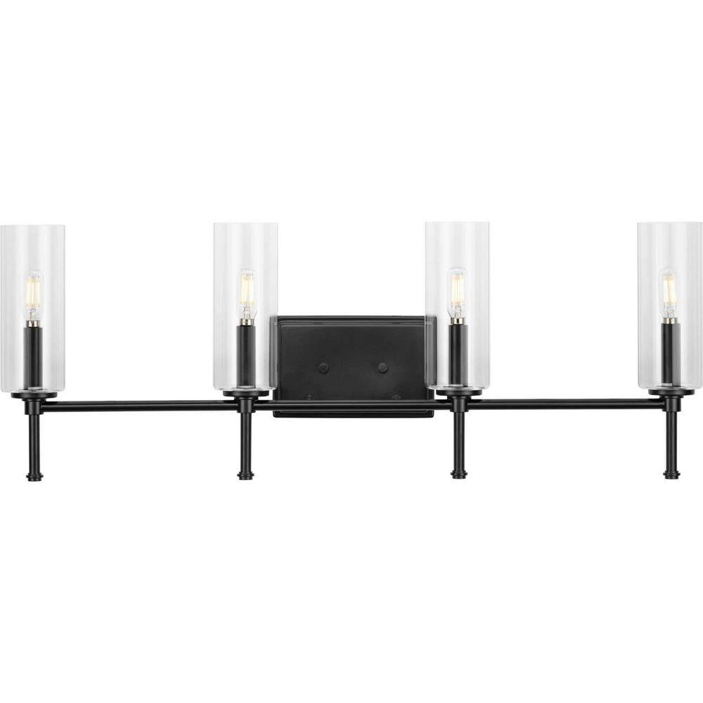 Progress Lighting Matte Black 60W 4-Light Candelabra E-12 Vanity Fixture 