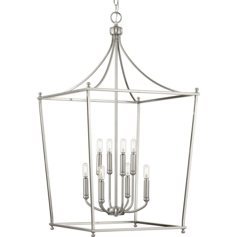 PARKHURST COLLECTION EIGHT-LIGHT NEW TRADITIONAL BRUSHED NICKEL CHANDELIER FOYER LIGHT 