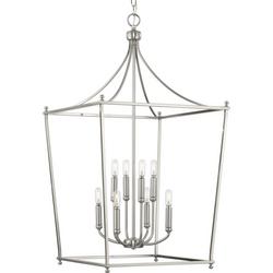 60W 8-Light Candelabra E-12 Foyer Lighting in Brushed Nickel