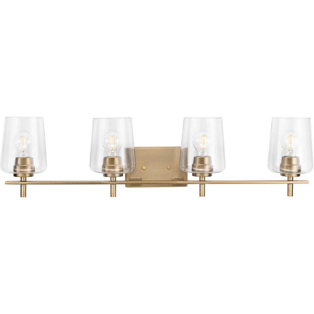 Progress Lighting Vintage Brass 60W 4-Light Medium E-26 Vanity Fixture 
