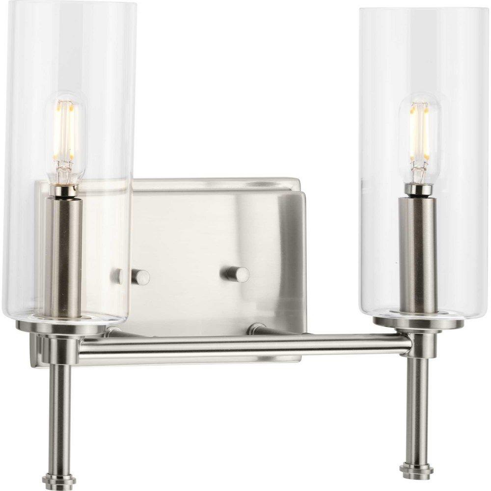 Progress Lighting Brushed Nickel 60W 2-Light Candelabra E-12 Vanity Fixture 