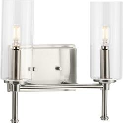 60W 2-Light Candelabra E-12 Vanity Fixture in Brushed Nickel