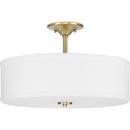 60W 3-Light Semi-Flush Mount Ceiling Fixture with Medium E-26 Base in Satin Brass