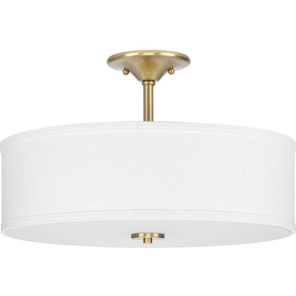 Progress Lighting Satin Brass 60W 3-Light Medium E-26 Incandescent Semi-Flush Mount Ceiling Fixture 