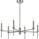 Progress Lighting Brushed Nickel 10-3/8 x 30 in. 60W 1-Tier 6-Light Incandescent Traditional Chandelier 