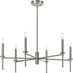10-3/8 x 30 in. 60W 1-Tier 6-Light Incandescent Traditional Chandelier in Brushed Nickel