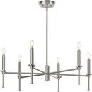 Progress Lighting Brushed Nickel 10-3/8 x 30 in. 60W 1-Tier 6-Light Incandescent Traditional Chandelier 