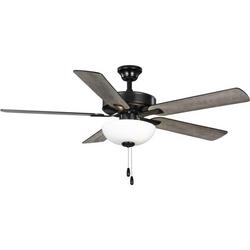 5-Blade AC Motor Transitional Ceiling Fan with Light in Matte Black