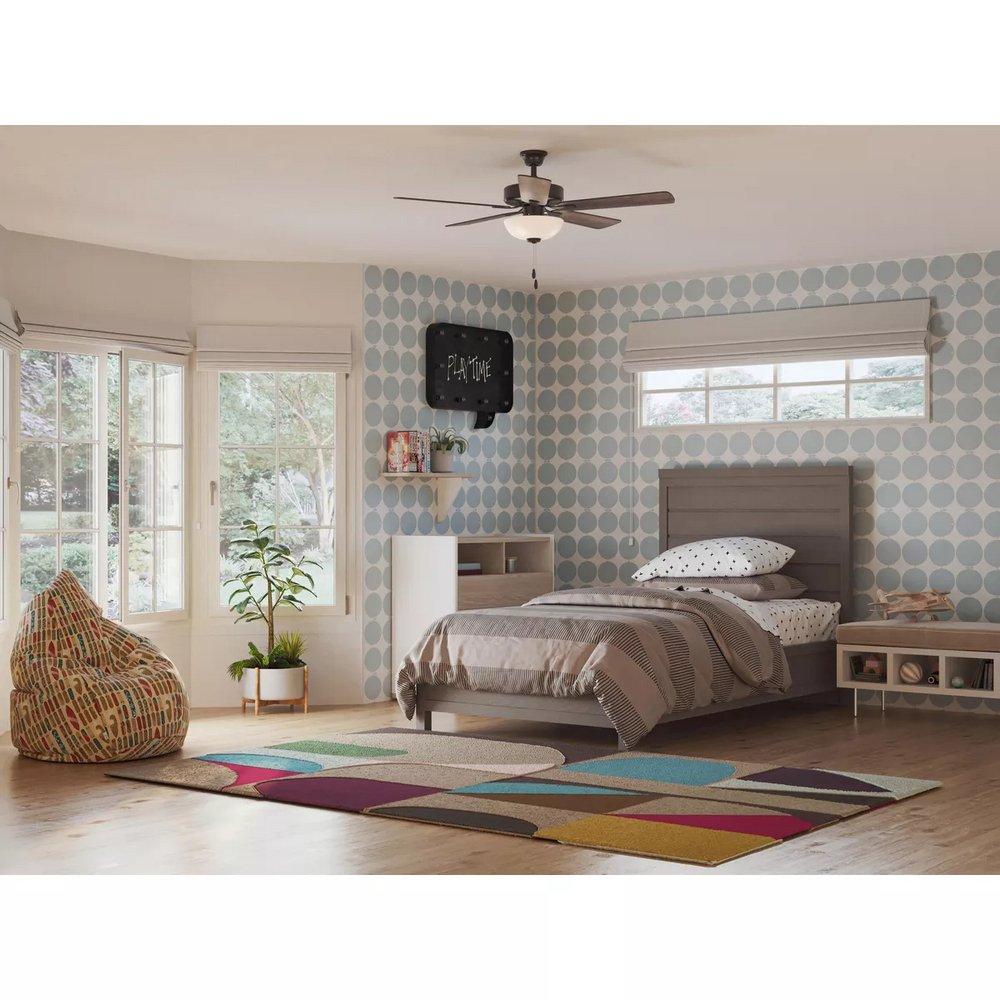 AIRPRO 52 IN. MATTE BLACK 5-BLADE AC MOTOR TRANSITIONAL CEILING FAN WITH LIGHT 