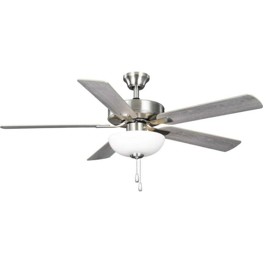 AIRPRO 52 IN. BRUSHED NICKEL 5-BLADE AC MOTOR TRANSITIONAL CEILING FAN WITH LIGHT 