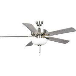 52 in. 5-Blade Indoor AC Motor Transitional Ceiling Fan with Light in Brushed Nickel