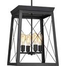 Progress Lighting Textured Black 21 x 15-1/2 in. 60W 4-Light Incandescent Farmhouse Chandelier 