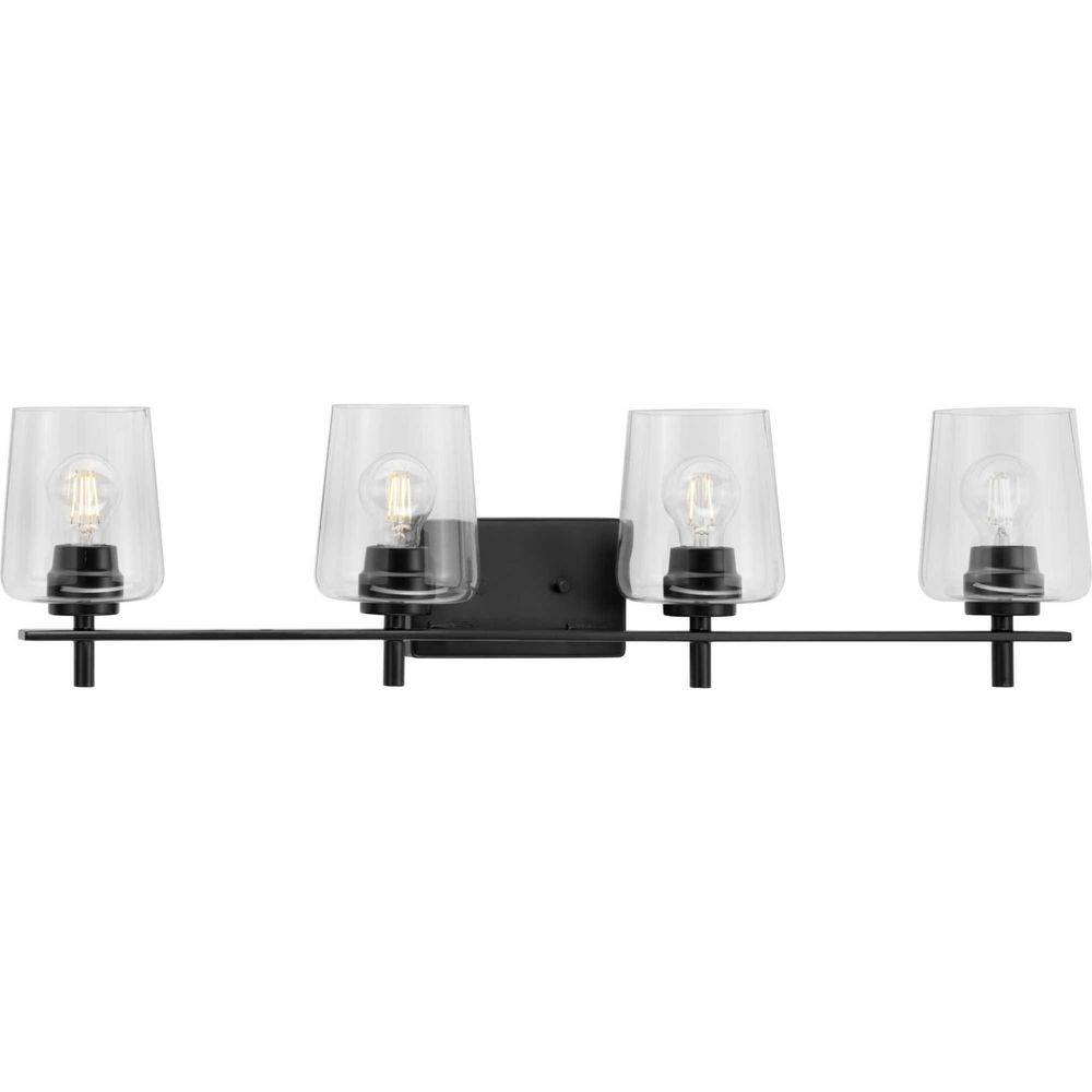 Progress Lighting Matte Black 60W 4-Light Medium E-26 Vanity Fixture 
