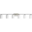 REPLAY COLLECTION SIX-LIGHT TRADITIONAL BRUSHED NICKEL ETCHED WHITE GLASS BATH VANITY LIGHT 