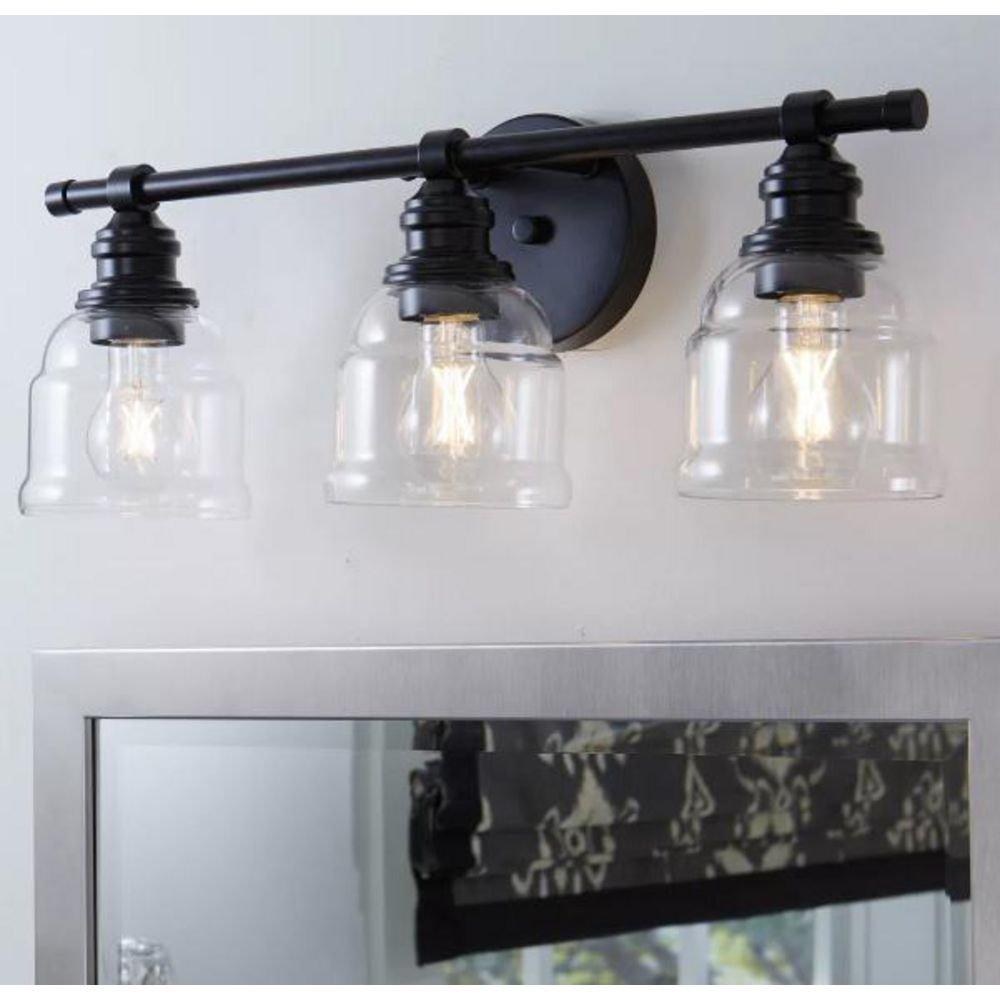 Progress Lighting Matte Black 60W 3-Light Medium E-26 Vanity Fixture 