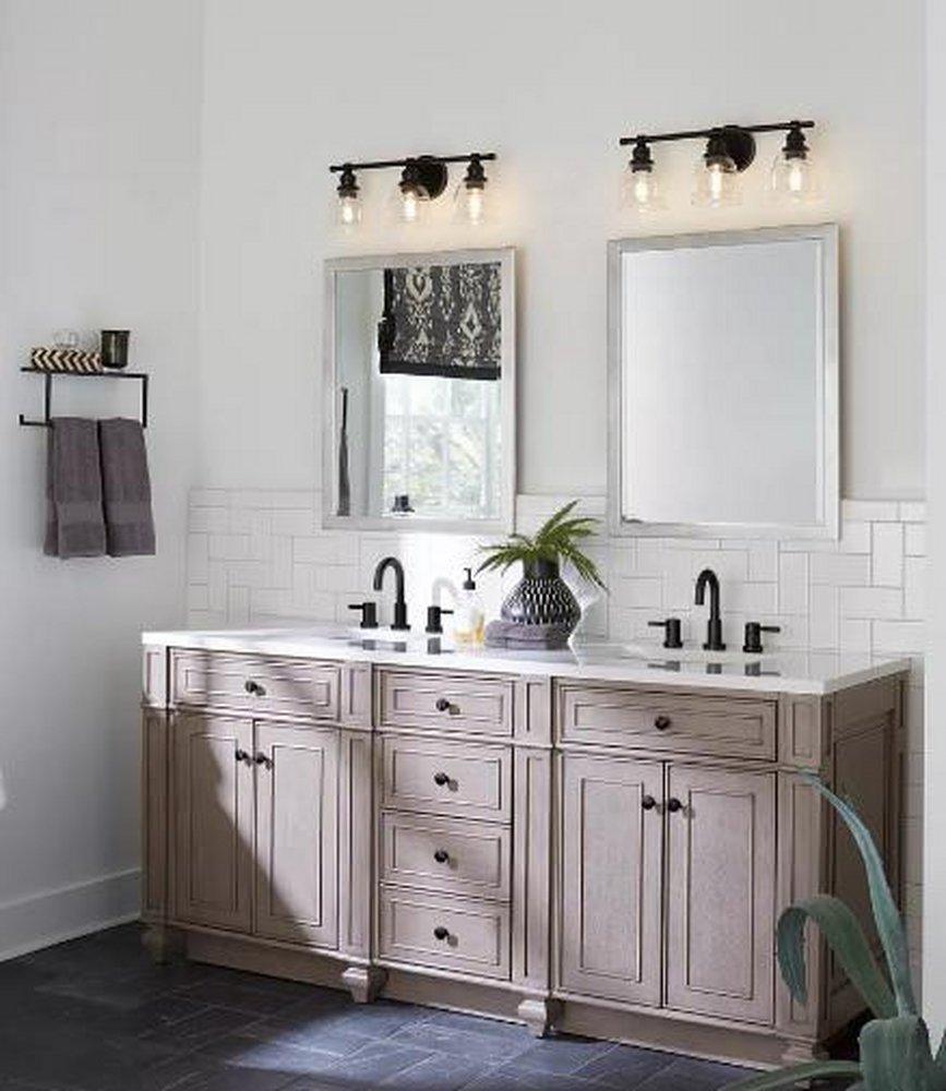 Progress Lighting Matte Black 60W 3-Light Medium E-26 Vanity Fixture 